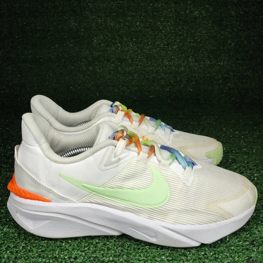 Nike‎ Running Shoes Kids 6.5Y White Star Runner 4 FN4979-100 Rainbow Laces